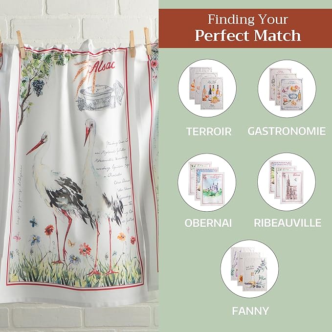 Maison d' Hermine Kitchen Towels Set of 3 100% Cotton 27.50" x 20" Reusable Cloth Tea Dish Towels Absorbent with Hanging Loop for Kitchen Gifts for Mothers Day Spring/Summer (Mulhouse)
