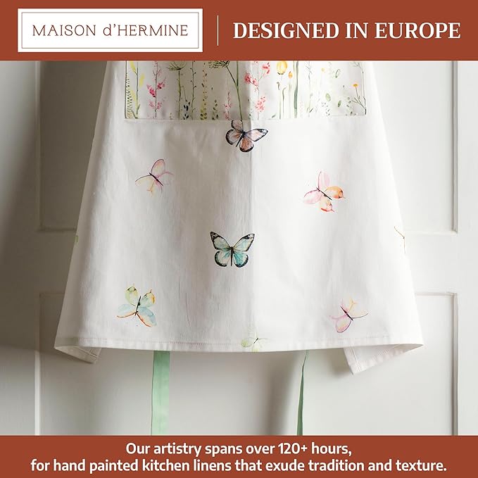 Maison d' Hermine 100% Cotton Apron for women with Pocket Kitchen Chef Apron for Men Cooking Mothers Day Gifts
