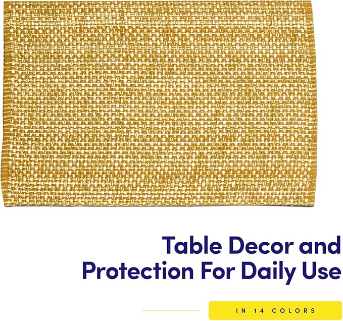 Sweet Home Collection 100% Cotton Placemats for Dining Room Rectangle Two Tone Woven Fabric 13" x 19" Soft Durable Table Mat Set, Set of 4, Orange