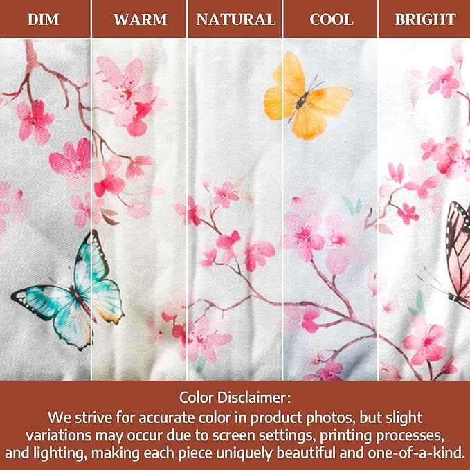 Maison d' Hermine Double Oven Mitts 100% Cotton 7"x35" Double Oven Mitt Heat Resistant BBQ Cooking Gloves with Loop Baking Grilling Gifts for Mothers Day Spring Summer (Blossoms in Spring)