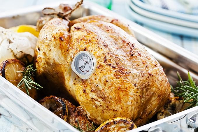 GoodCook Everyday Meat Thermometer with Bi-Directional Dial Shows Temperature and Meat Type Doneness with Stainless Steel Probe, Includes Fahrenheit & Celsius, Silver