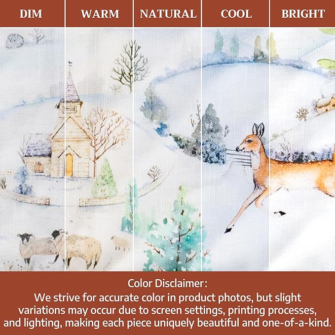 Maison d' Hermine Double Oven Mitt (7" x 35") 100% Cotton Heat Resistant BBQ Cooking Gloves with Loop for Thanksgiving Christmas Decorations Baking Cooking Barbeque Handling Hot Pan (Snowy World)