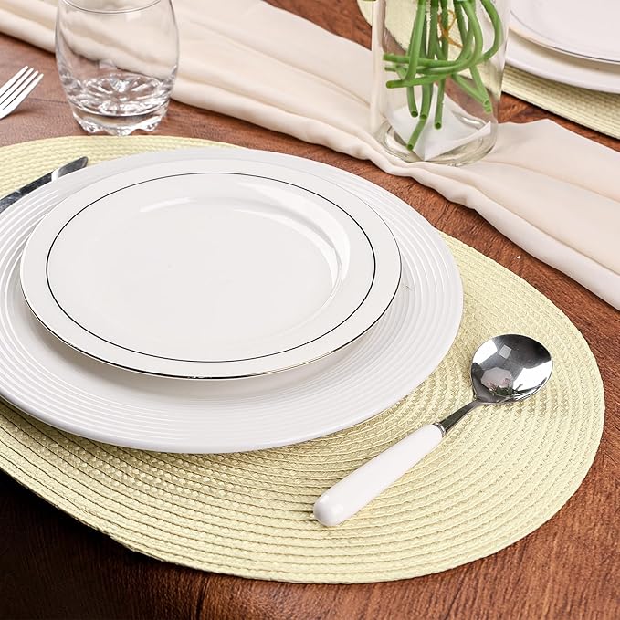AHHFSMEI Placemats Set of 6 for Dining Table Washable Woven Non-Slip 18x12 inches Placemat Heat-Resistant Durable Table Mats for Dining Table Easy to Clean (Ivory)