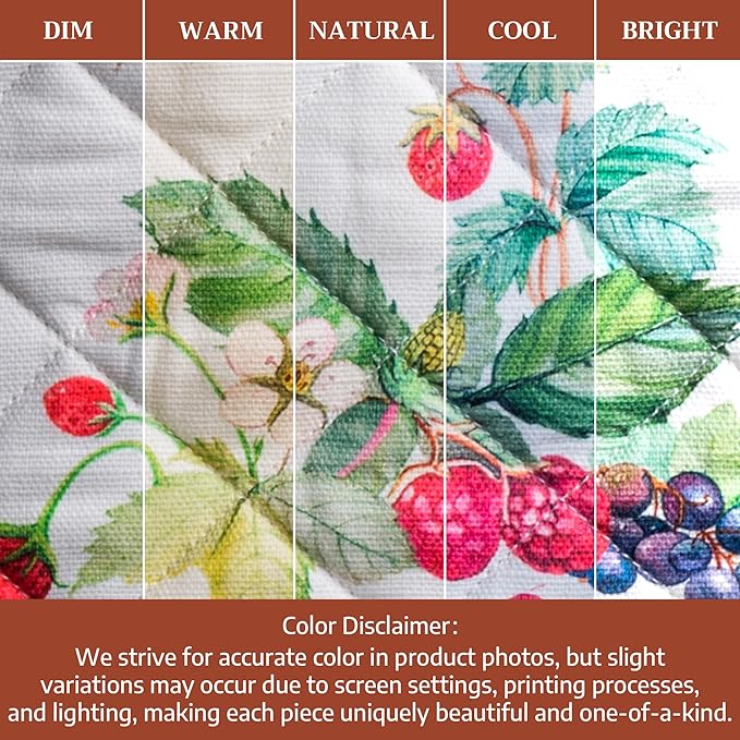 Maison d'Hermine Oven Gloves 100% Cotton Oven Mitt 7" x 13" with Loop Heat Resistant BBQ Cooking Gloves Baking Grilling Gifts for Mothers Day Spring/Summer (Pack of 1, Printemps)