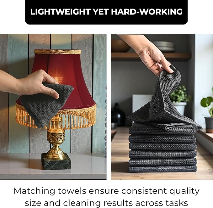 Dark Gray Cotton Cleaning Rags For Housekeeping - Trapos Paños De Limpieza Reutilizables - Kitchen Bar Shop Towel Dish Mop Wash Cloth For House - Reusable Washable Absorbent - 13"x13" 12 Pack