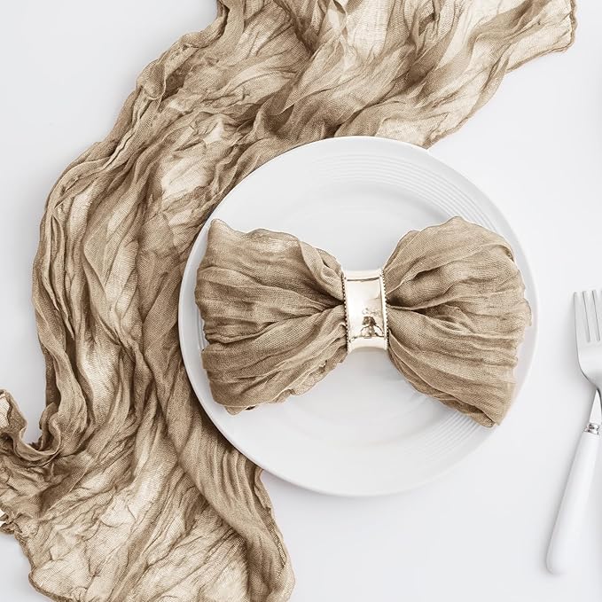60 Pack Sand Cheesecloth Napkins 21x21 Inches Sand Cloth Napkins Set of 60 Washable Dinner Table Napkins for Wedding Rustic Boho Cotton Gauze Party Bridal Baby Shower Family Gathering Table Decor