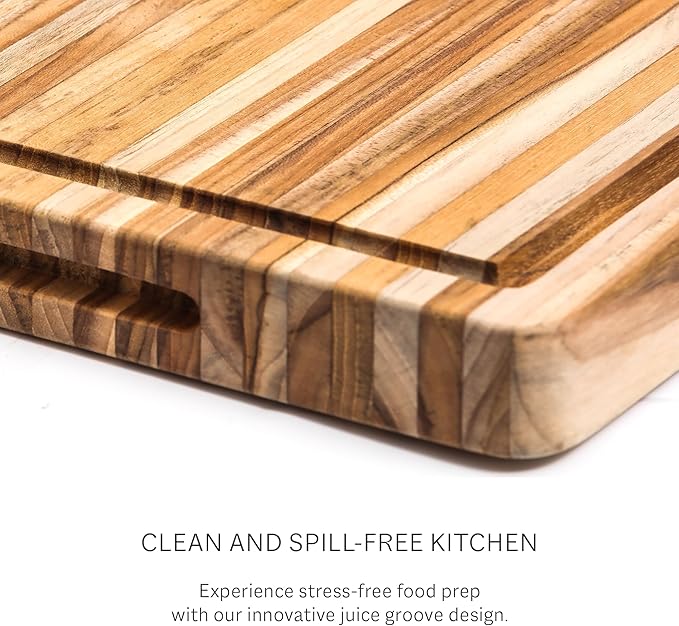 Teakhaus Cutting Board - Small (S) Wood Cutting Board with Juice Groove - Holiday Gift Ideas for Men and Women - Gift-Ready, Reversible, Edge Grain Wood, Knife Friendly - FSC Certified