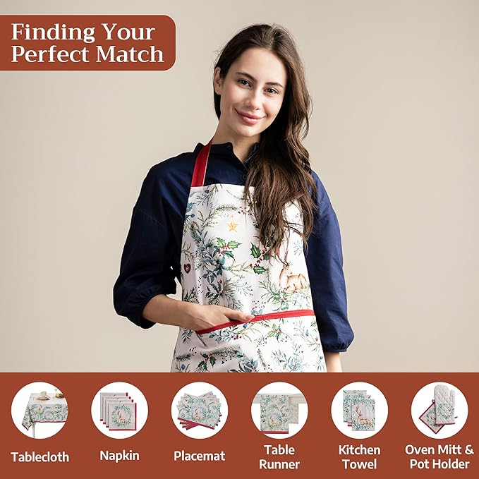 Maison d' Hermine 100% Cotton Apron for women with Pocket Kitchen Chef Apron for Men Cooking Mothers Day Gifts
