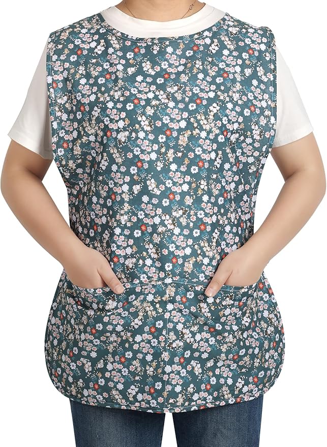 Women Cobbler Apron with 2 Pockets, Vintage Floral Aprons for Women Chef Apron for Baking, Cooking, Gardening