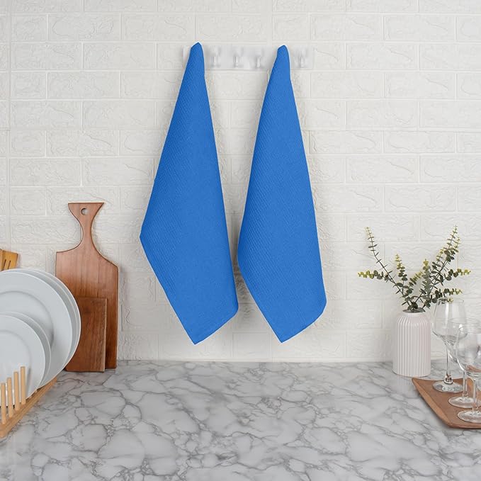 Blue Needles Waffle Weave Kitchen Towels, 15x25 Inches 100% Cotton Set of 4 Dish Towels for Kitchen, Ultra Soft & Absorbent with Hanging Loop, Spring Summer Dish Rags for Quick Drying - Sky Blue