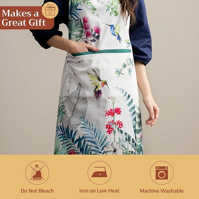 Maison d' Hermine 100% Cotton Apron for women with Pocket Kitchen Chef Apron for Men Cooking Mothers Day Gifts