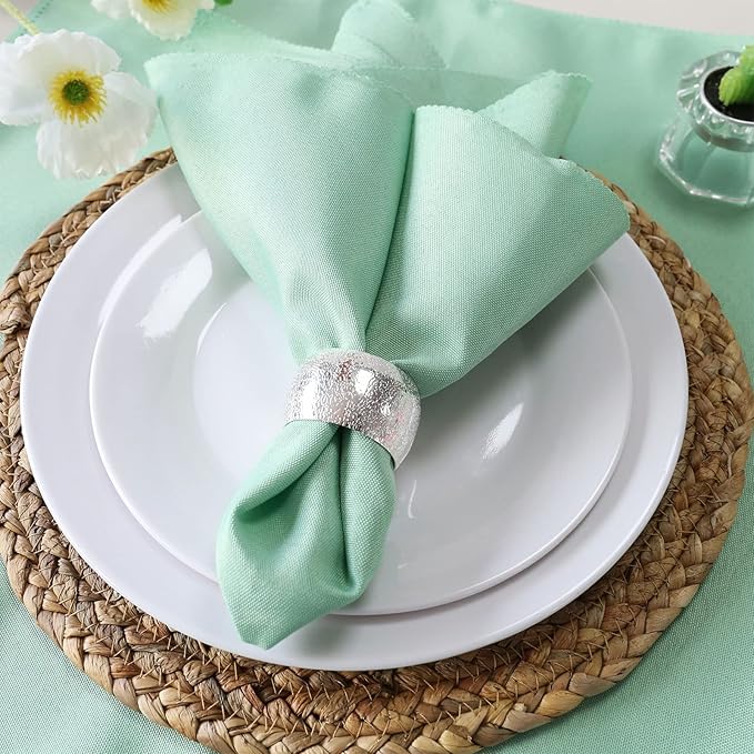 Cloth Napkins Set of 12, Polyester Easter Kitchen Cloth Napkins Washable Green Durable Reusable Table Napkins for Weddings Thanksgiving Holiday Dinner Decoration(Green)