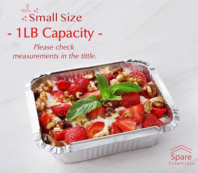 55 Pack - Small Foil Pans with Lids - To Go Food Containers with Lids 1lb Mini Aluminum Pans Freezer Safe Foil Take out Trays Heat proof Aluminum Meal Prep Containers 5.5x4.5x1.9 in