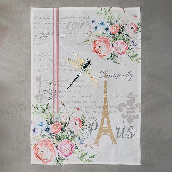 Maison d' Hermine Kitchen Towels Set of 2 100% Cotton 27.50" x 20" Reusable Cloth Tea Dish Towels Absorbent with Hanging Loop for Kitchen, Home, Dining, Cocktail Parties Spring/Summer (Champ De Mars)