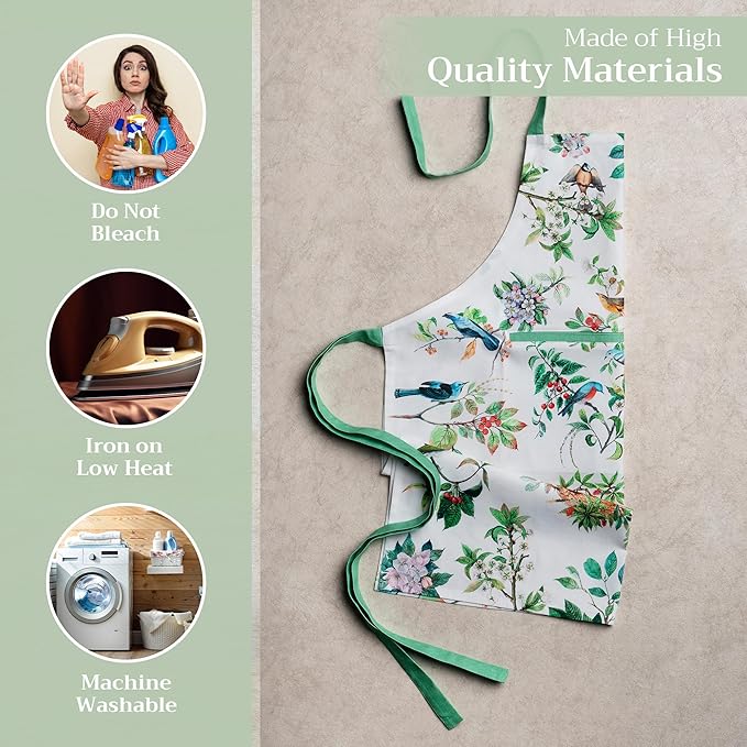Maison d' Hermine 100% Cotton Apron for women with Pocket Kitchen Chef Apron for Men Cooking Mothers Day Gifts