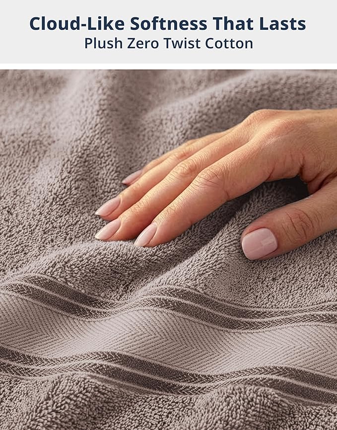 LANE LINEN Extra Large Bath Towels - Zero Twist - Set of 4 Pack (35" x 66" Cotton Towels - Zero Twist Cotton for Long-Lasting fluffiness Always Prepared for Overnight Guests - Platinum