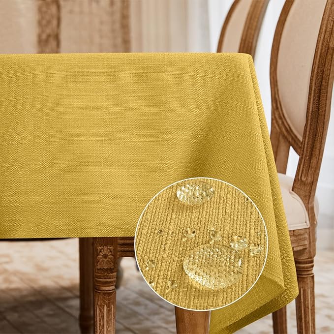 BALCONY & FALCON Rectangle Tablecloth Washable Wrinkle Resistant and Water Proof Table Cloth Decorative Linen Fabric Tablecloths for Dining Parties Kitchen Wedding and Outdoor Use (Yellow, 55x70)