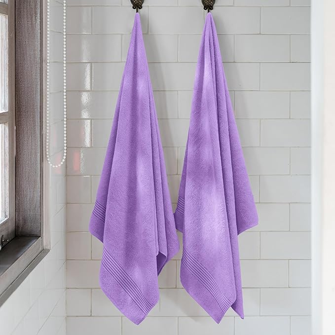 Mocassi Luxury 100% Turkish Cotton 2-Pack Bath Towel Set- Ultra Soft, Quick Dry Highly Absorbent 27 x 54 inch Premium Spa Hotel Quality 2PC Bath Towels - Luxurious Soft Bathroom Towels, Lilac