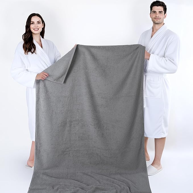 Cotton Paradise 100% Cotton 40x80 Oversized Bath Sheet, Extra Large Turkish Bath Towels for Bathroom, Light Gray Bathsheet