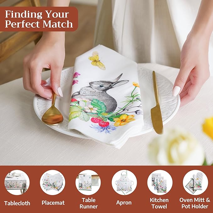 Maison d' Hermine Cloth Napkins Set of 4 100% Cotton Everyday Reusable Square Napkins Cloth Washable Dinner Party Wedding Restaurant Gifts for Mothers Day Spring/Summer (Printemps, 20" x 20")