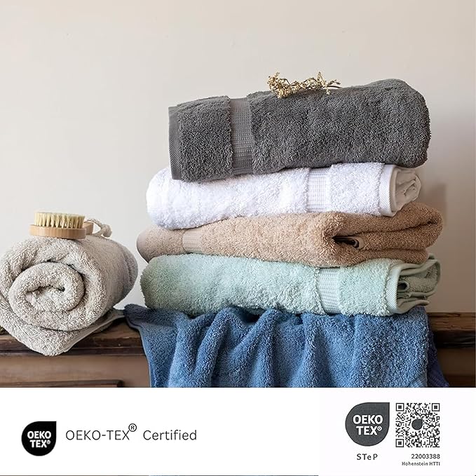 SALBAKOS 100% Turkish Cotton Bath Towels | 4 Piece Turkish Bath Towels 27x54 in Standard Size | Premium Hotel Quality, Super Absorbent, Thick & Plush Turkish Bath Towel (Seafoam Green, 4 Bath Towels)