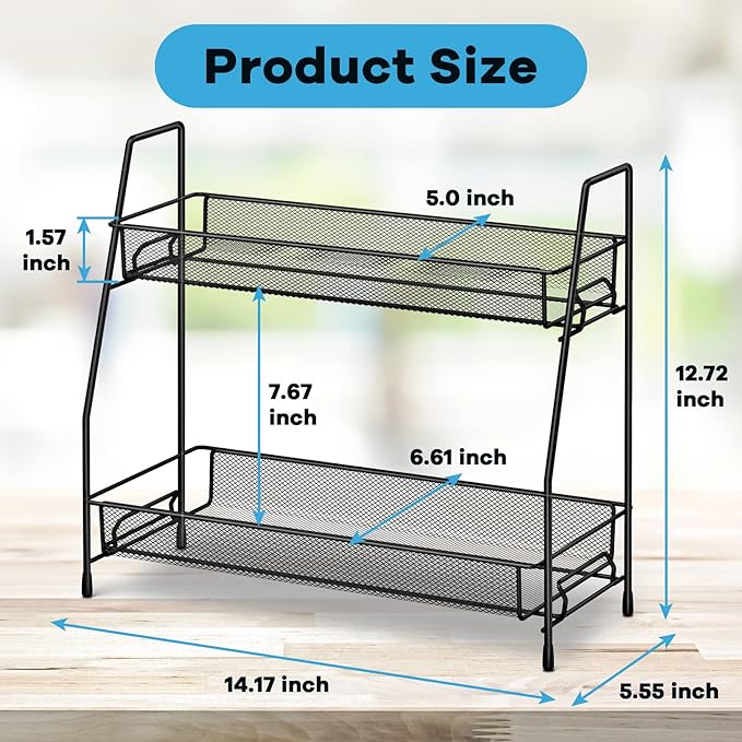 SPISPI Spice Rack Organizer for Cabinet, Bathroom Organizer Countertop, Bathroom Counter Organizer, Kitchen Countertop Organizer, Bathroom Vanity Organizer (Pack of 2)
