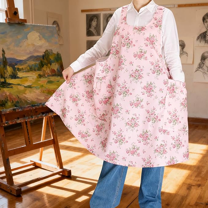 NEOVIVA Kitchen Aprons for Women with Pockets,Cooking Aprons for Women,Vintage Apron for Baking Gardening,Gifts for Mothers