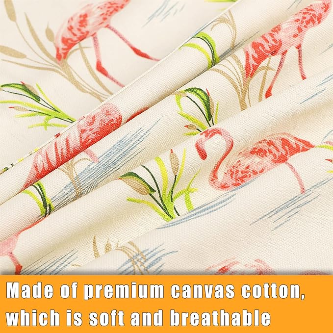 Sanlykate Extra Large Canvas Cotton Apron for Men & Women, Plus Size Durable Aprons with 2 Pockets, Adjustable Bib Machine Washable Oversized Aprons for Baking, Cooking, Painting - Flamingo