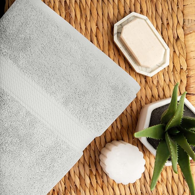 Superior Egyptian Cotton Pile 10 Piece Towel Set, Includes 2 Bath, 4 Hand, 4 Face Towels/ Washcloths, Ultra Soft Luxury Towels, Thick Plush Essentials, Guest Bath, Spa, Hotel Bathroom, Silver
