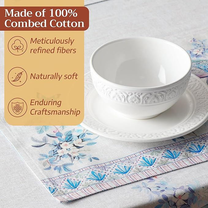 Maison d' Hermine Placemat 100% Combed Cotton Premium Cloth Placemats 13"x19" Washable Place Mats, Home, Kitchen, Dining, Cocktail Parties & Camping - Peacock Utopia (Set of 4)