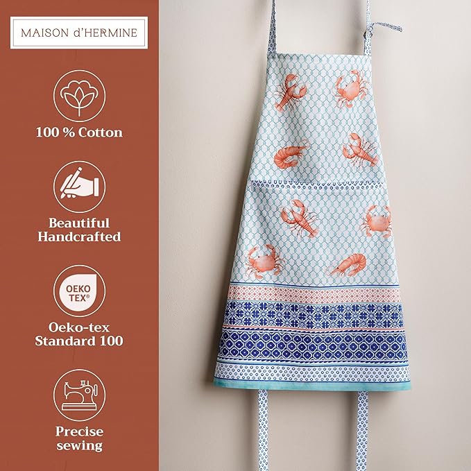Maison d' Hermine 100% Cotton Apron for women with Pocket Kitchen Chef Apron for Men Cooking Mothers Day Gifts