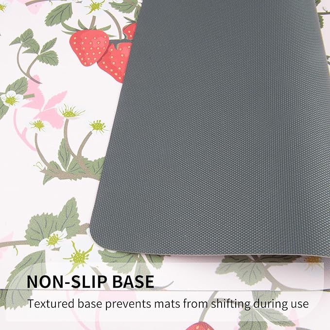 QiyI Placemats Set of 6, 12x18 Inch Faux Leather Place Mats for Kitchen Dinning, Heat Resistant Anti Slip Pink Table Mats, Waterproof Wipeable Washable Placemat Party Table Décor, Sweet Strawberry