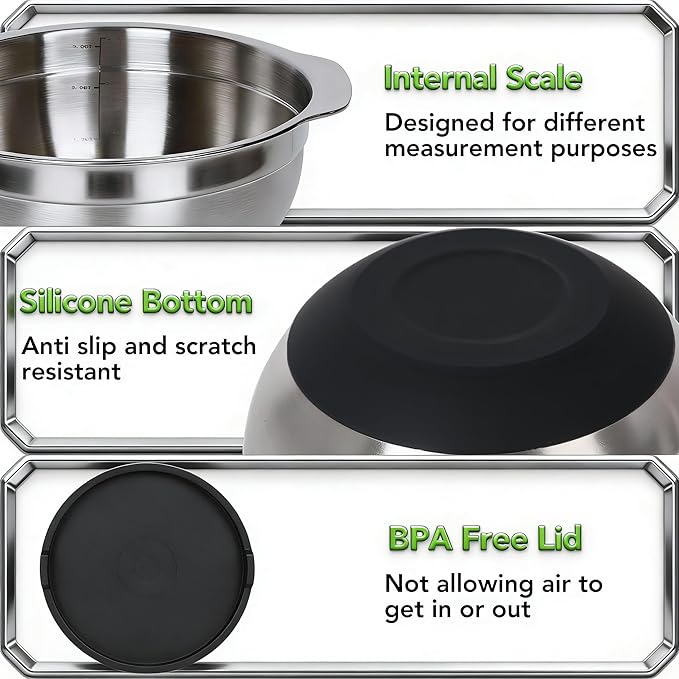 304 Stainless Steel Colander, 5 QT Large Capacity and 5QT Mixing Bowl, 2mm Micropore Strainer for Washing Rice, Fruit, and Veggies, Perfect Draining for Cooked Pasta
