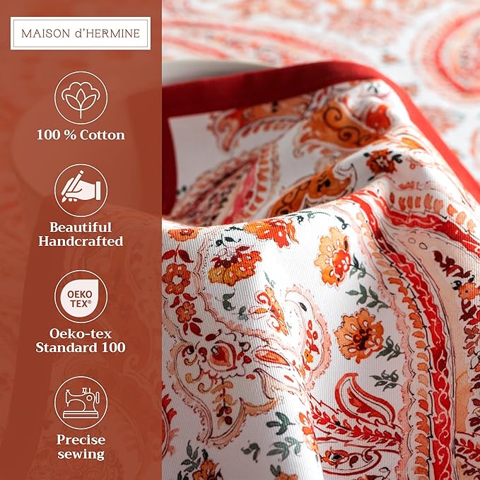Maison d' Hermine Cloth Napkins Set of 4 100% Cotton for Thanksgiving Christmas Decorations Everyday Reusable Square Fall Napkins Cloth Washable Dinner Party (Orient, 20"x20")
