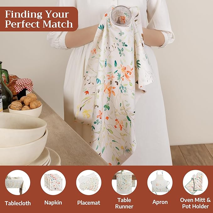 Maison d' Hermine Kitchen Towels Set of 2 100% Cotton 27.50" x 20" Reusable Cloth Tea Dish Towels Absorbent with Hanging Loop for Kitchen, Home, Dining, Cocktail Parties Spring/Summer (Colmar)