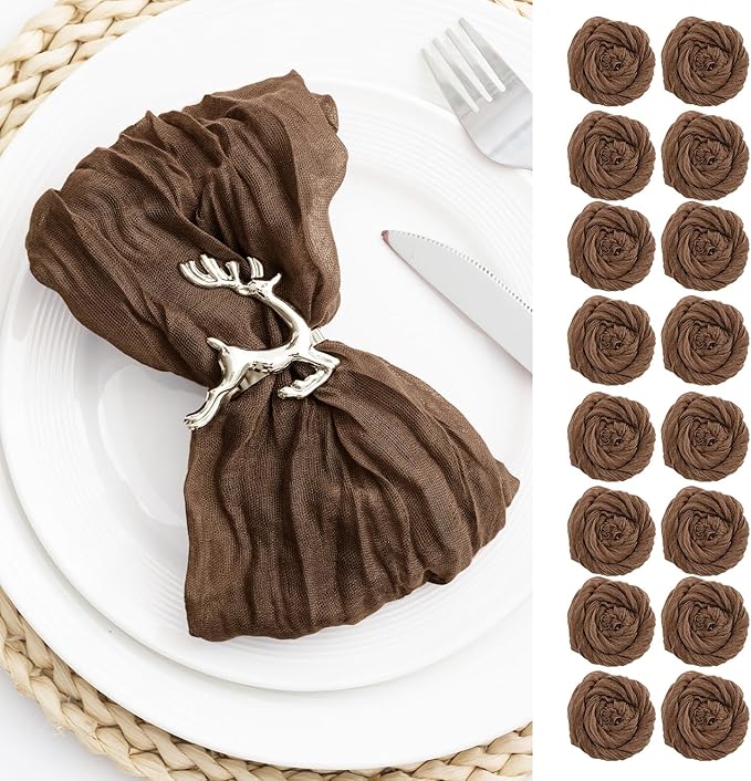 Brown 100 Pack Cheesecloth Napkins Washable 21x21 Inches Brown Cloth Napkins Set of 100 Dinner Table Napkins for Wedding Summer Bridal Baby Shower Rustic Boho Cotton Gauze Party Table Decor