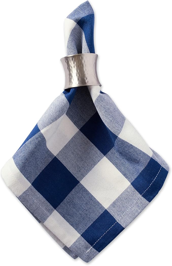 DII Buffalo Check Collection, Classic Farmhouse Cloth Napkin Set, 20x20, Navy & Cream, 6 Piece