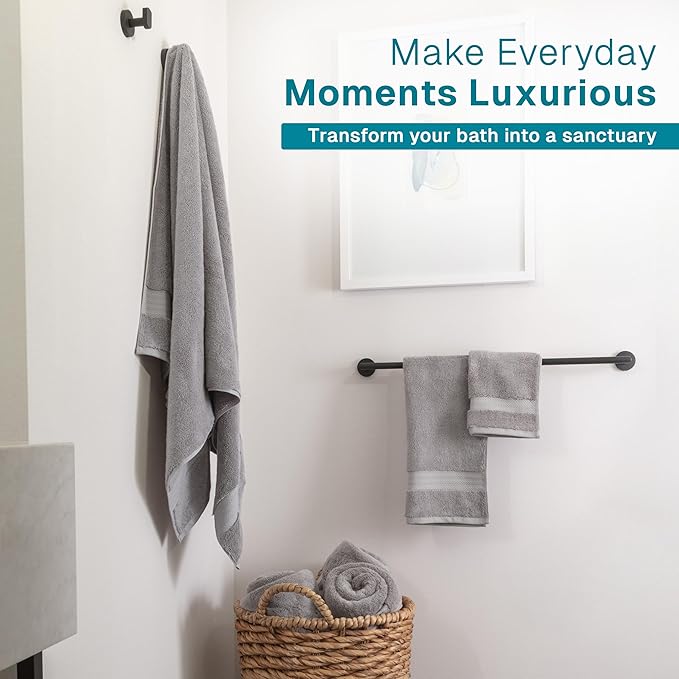 Fabdreams 100% Organic Cotton Bath Towel Set of 6 700 GSM Hotel Premium Plush Absorbent Soft Durable Skin-Friendly Spa Quality Bathroom Comfort with 2 Bath 2 Hand Towels and 2 Wash Cloths Dark Grey