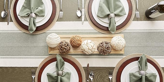 DII Dobby Stripe Woven Table Runner, 13x108 (13x113.5, Fringe Included), Artichoke