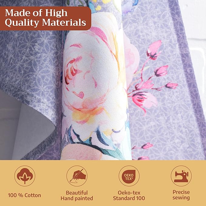 Maison d' Hermine Kitchen Towels Set of 3 100% Cotton 27.50" x 20" Reusable Cloth Tea Dish Towels Absorbent with Hanging Loop for Gifts for Mothers Day Spring/Summer (Sweet Rose Lavender - Lush)