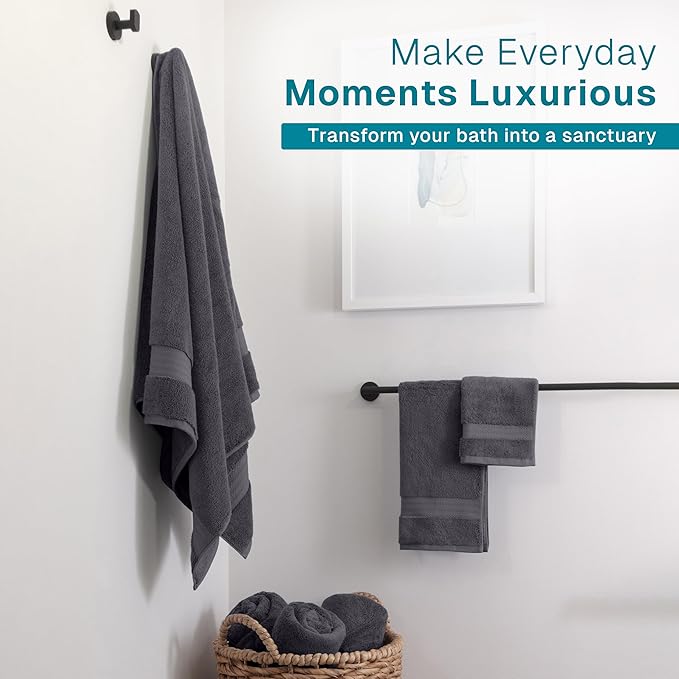 Fabdreams 100% Organic Cotton Bath Towel Set of 6 700 GSM Hotel Premium Plush Absorbent Soft Durable SkinFriendly Spa Quality Bathroom Comfort with 2 Bath 2 Hand Towel and 2 Wash Cloths Charcoal Black