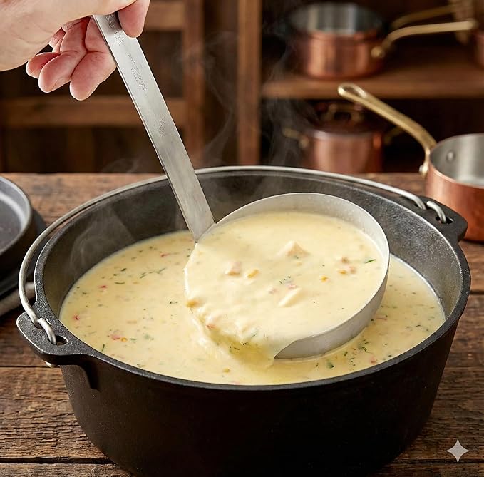 Stainless Steel Ladle, 16 oz – Heavy-Duty 2-Piece Construction, Long Handle, Hooked Design for Easy Storage – Perfect for Soup, Stew, Chili, Sauce, and Commercial Kitchens (1, 16 Oz)