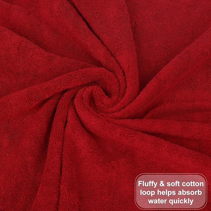 GOLD TEXTILES Premium Hand Towels for Bathroom -100% Ring Spun Cotton (Red,4 Pack, 16x30 Inches) Luxury Soft Absorbent & Quick Dry, Bathroom Hand Towel Perfect for Hotel, Salon, Gym & Spa