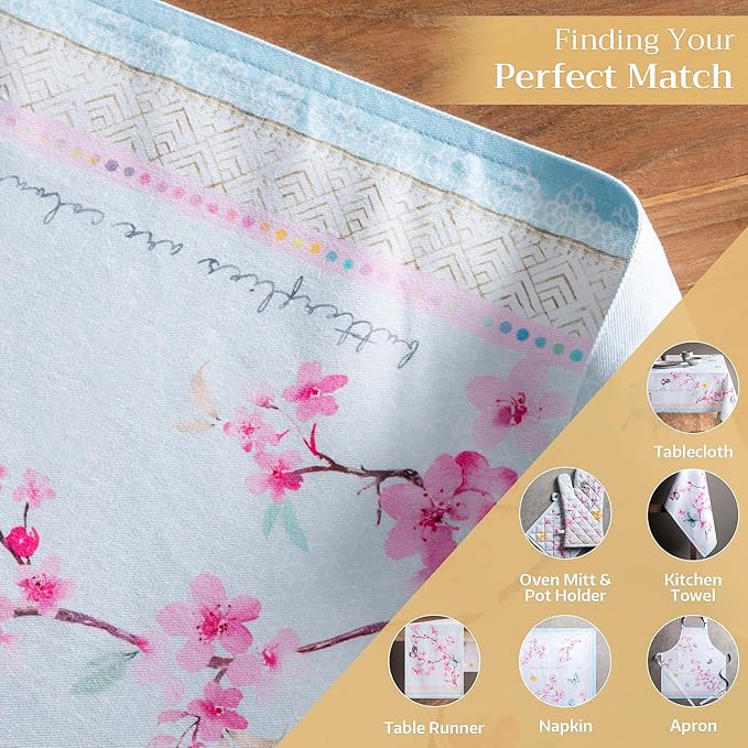 Maison d' Hermine Placemats Set of 4 100% Cotton Washable Cloth Place Mats Reusable Table Mats for Kitchen Dining Party Wedding Gifts for Mothers Day Spring/Summer (Blossoms in Spring, 13" x 19")