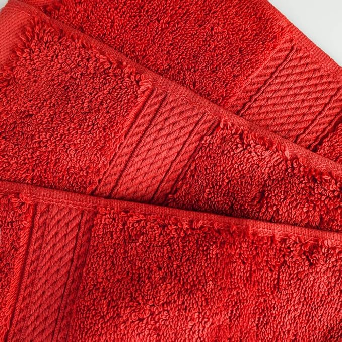 SUPERIOR Egyptian Cotton Pile 3 Piece Towel Set, Includes 1 Bath, 1 Hand, 1 Face Towel/Washcloth, Ultra Soft Luxury Towels, Thick Plush Essentials, Guest Bath, Spa, Hotel Bathroom, Red
