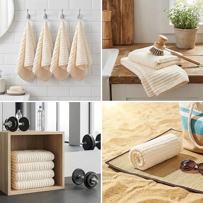 4PCS Beige Microfiber Hand Towels for Bathroom Christmas Decorations Quick Dry Small Towel Set Bathroom Kitchen 14 x29.6inch