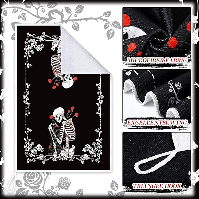 Bencailor 6 Pcs Retro Kitchen Towels 15.7 x 23.6 Inch Farmhouse Vintage Hand Towels Decorative Absorbent Dish Cloth for Bathroom Decor for Cooking Baking Cleaning(Black, White,Skeleton)