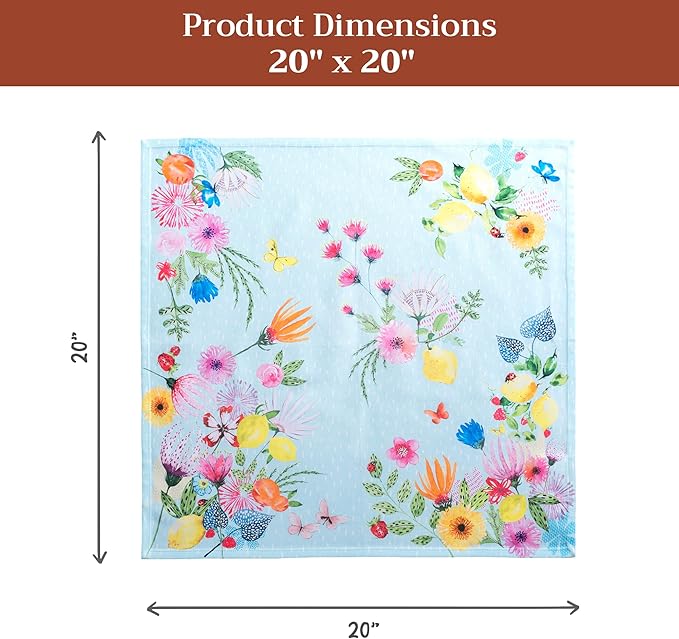 Maison d' Hermine Cloth Napkins Set of 4 100% Cotton Everyday Reusable Square Napkins Cloth Washable Dinner Wedding Restaurant Gifts for Mothers Day Spring/Summer (Jardin D'Ete - Mint, 20" x 20")
