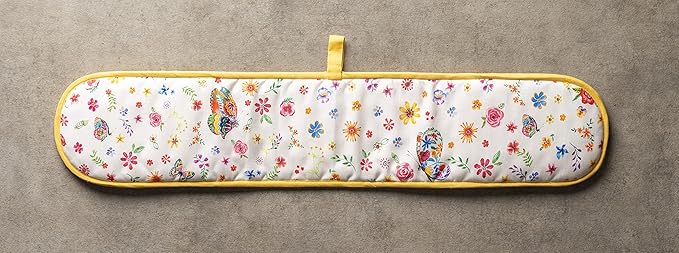 Maison d' Hermine Double Oven Mitts 100% Cotton 7"x35" Double Oven Mitt Heat Resistant BBQ Cooking Gloves with Loop Baking Grilling Gifts for Mothers Day Spring Summer (Happy Florals - Sweety)