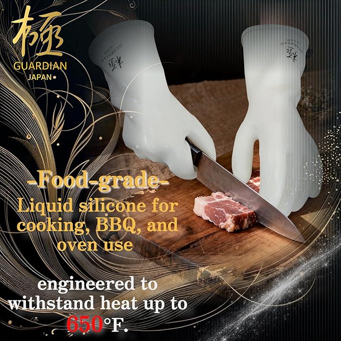 Premium Liquid Silicone Oven Gloves – Food Grade, Heat Resistant Gloves for Cooking, Grilling, Baking, and BBQ | Designed in Japan
